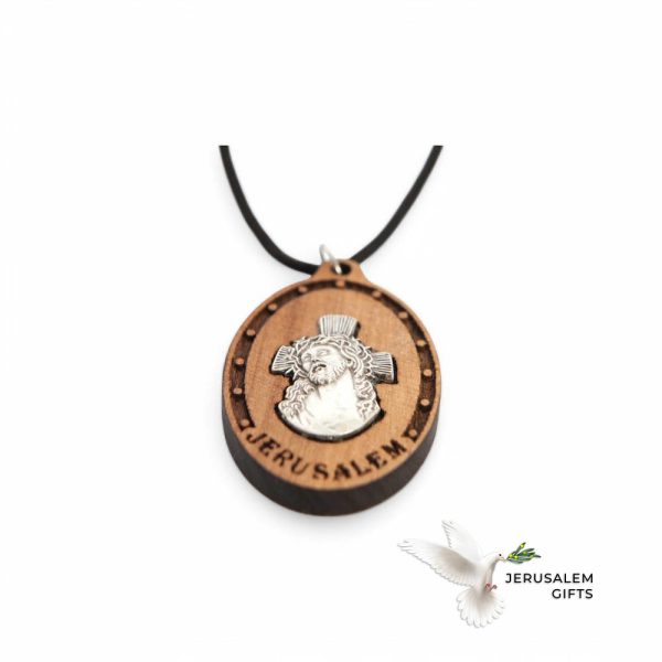 Jesus Carrying the Cross Pendant, Necklace, Olive Wood