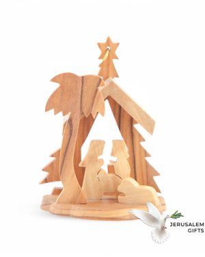 Nativity Scene Ornament, 3.25" Olive Wood from Bethlehem