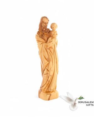 Virgin Mary and Jesus, 10" Olive Wood Carving Statue from Bethlehem