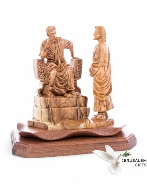 Jesus Christ Before Pilate,  8.9" Wooden Sculpture