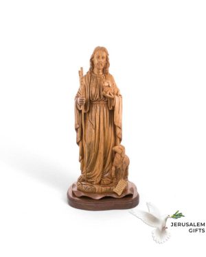 Statue of Jesus Christ Masterpiece for Church, 11.8' Olive Wood from Bethlehem