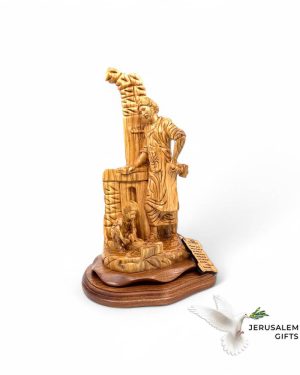 Young Jesus with Joesph the Carpenter Olive Wood Carved Statue Scene From Holy Land
